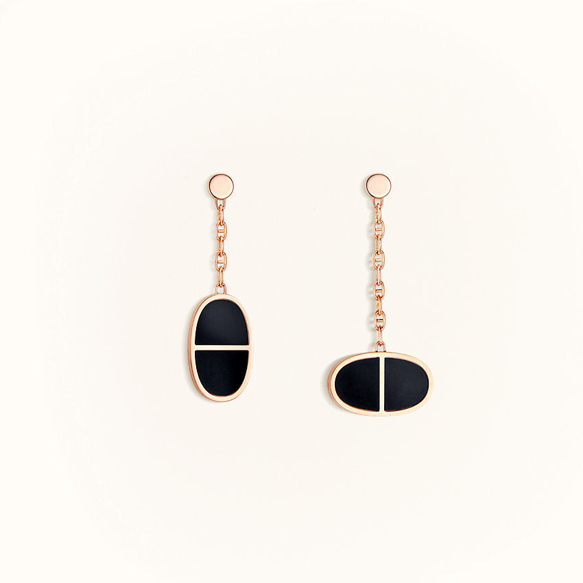 [Love Lucky]CHAINE VERSO BLACK CERAMIC EARRINGS