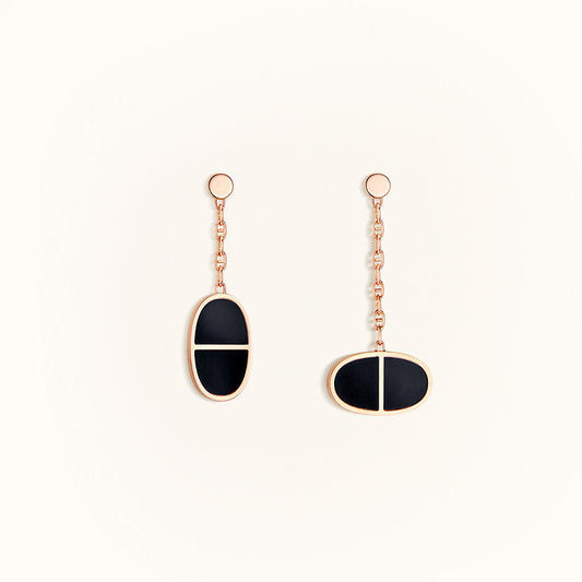 [Love Lucky]CHAINE VERSO BLACK CERAMIC EARRINGS