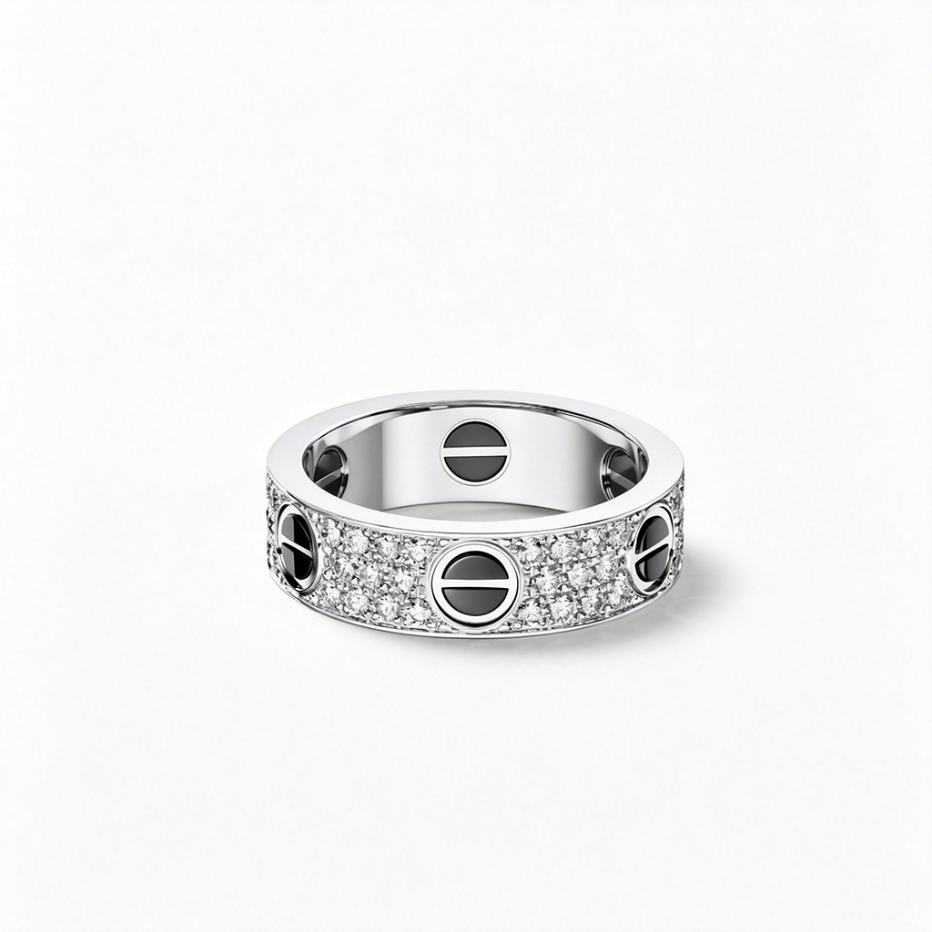 [Love Lucky]LOVE RING 5.5MM DIAMONDS PAVED CERAMIC