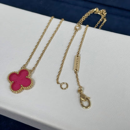 [Love Lucky] NEW CLOVER 15MM PINK ENAMEL NECKLACE