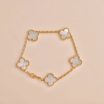 [Love Lucky]CLOVER WHITE PEARL MOP 5 MOTIF BRACELET COLLECTION