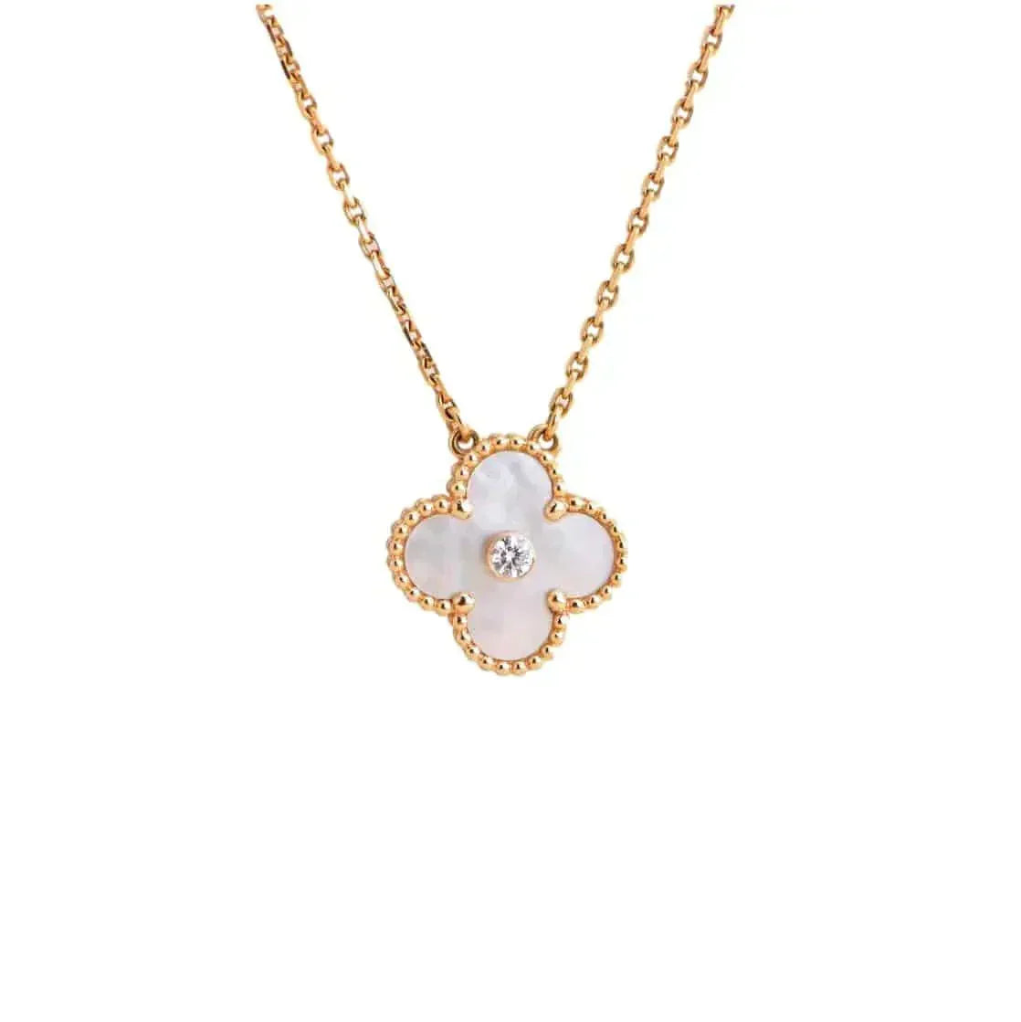 [Love Lucky]COLLIER CLOVER 15 MM DIAMANT FRITILLAIRE BLANCHE