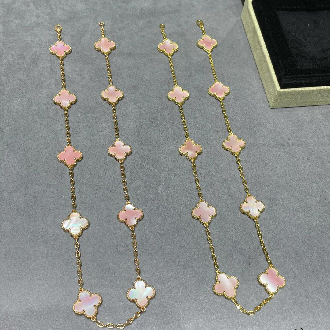 [Love Lucky]CLOVER 10 MOTIFS PINK MOP NECKLACE