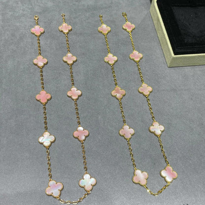 [Love Lucky]CLOVER 10 MOTIFS PINK MOP NECKLACE