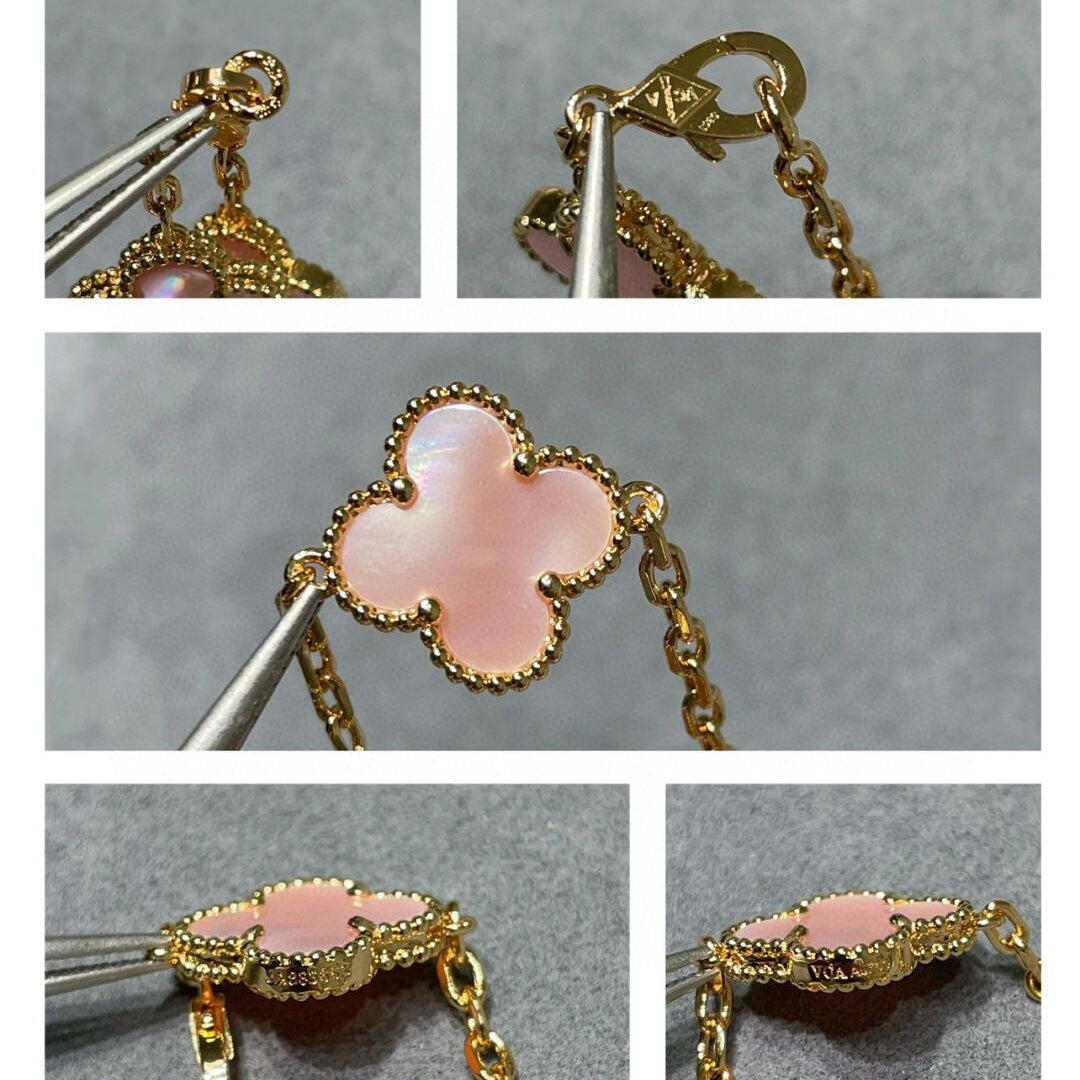 [Love Lucky]CLOVER 10 MOTIFS PINK MOP NECKLACE