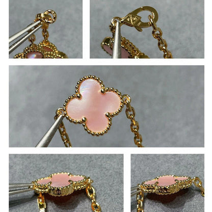 [Love Lucky]CLOVER 10 MOTIFS PINK MOP NECKLACE