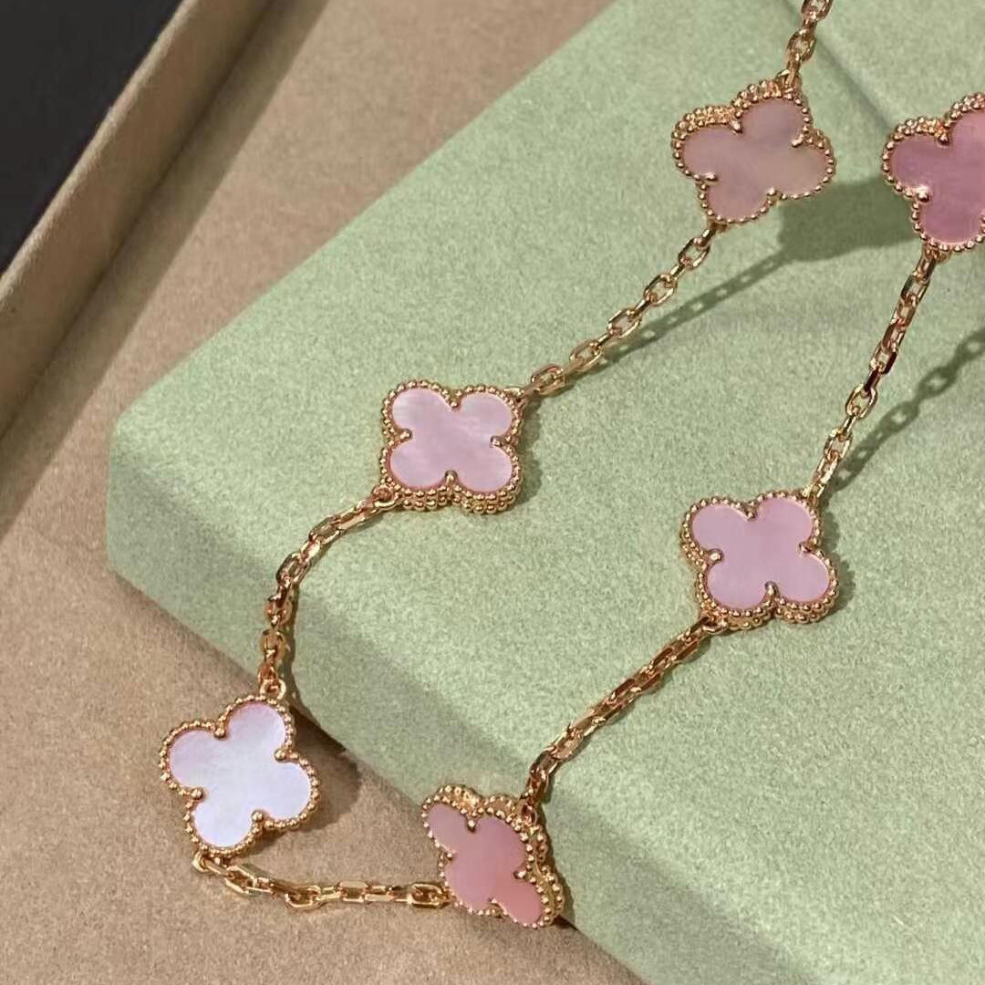 [Love Lucky]CLOVER 10 MOTIFS PINK MOP NECKLACE
