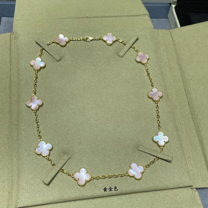 [Love Lucky]CLOVER 10 MOTIFS PINK MOP NECKLACE