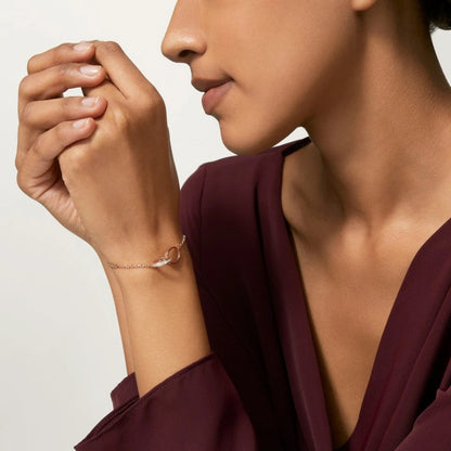 [Love Lucky]LOVE DOUBLE RING HALF DIAMOND BRACELET