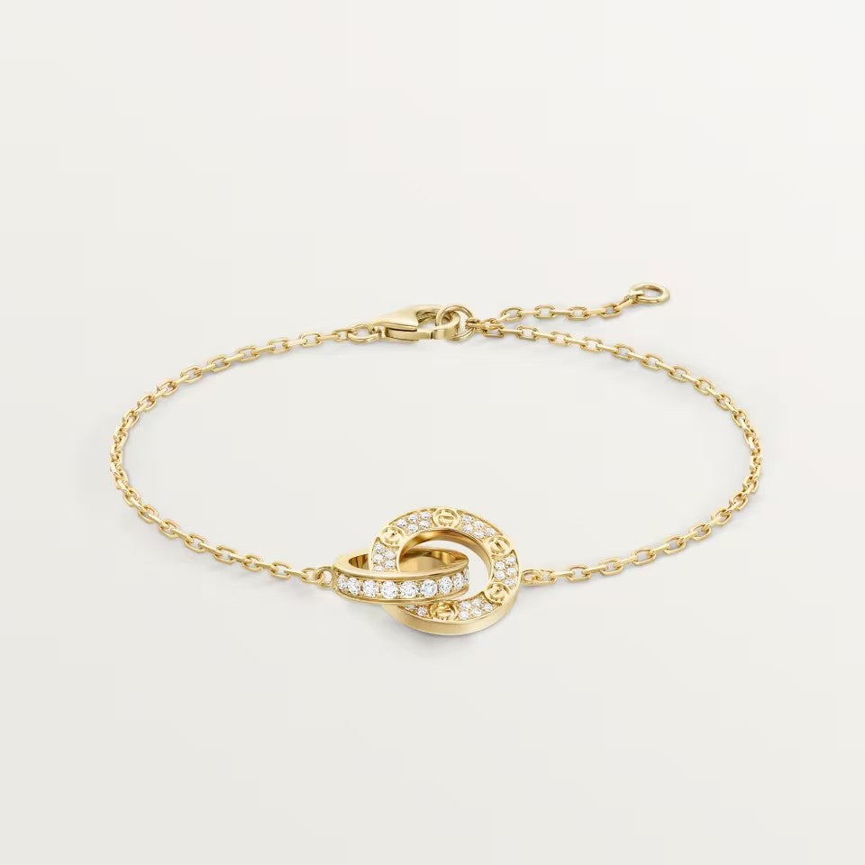 [Love Lucky]LOVE DOUBLE RING FULL DIAMOND BRACELET