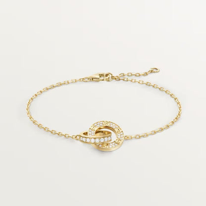 [Love Lucky]LOVE DOUBLE RING FULL DIAMOND BRACELET