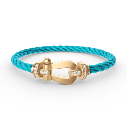 [Love Lucky]FORCE LARGE HORSESHOE HALF DIAMOND BRACELET GOLD