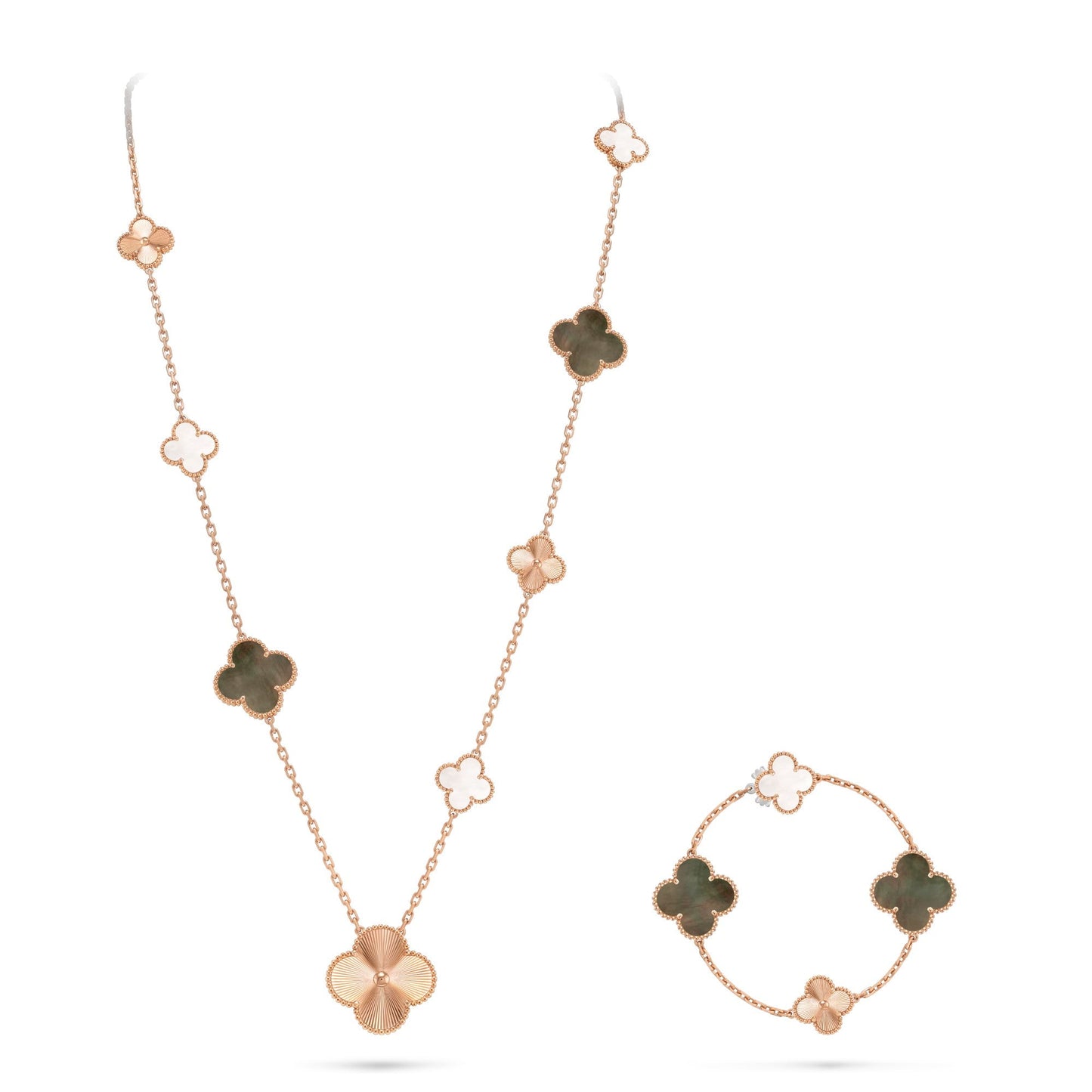 [Love Lucky] Abnehmbares Kleeblatt-Set mit 15 (11+4) Blüten in Roségold