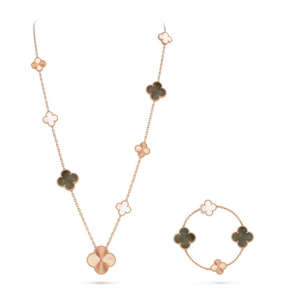 [Love Lucky] Abnehmbares Kleeblatt-Set mit 15 (11+4) Blüten in Roségold