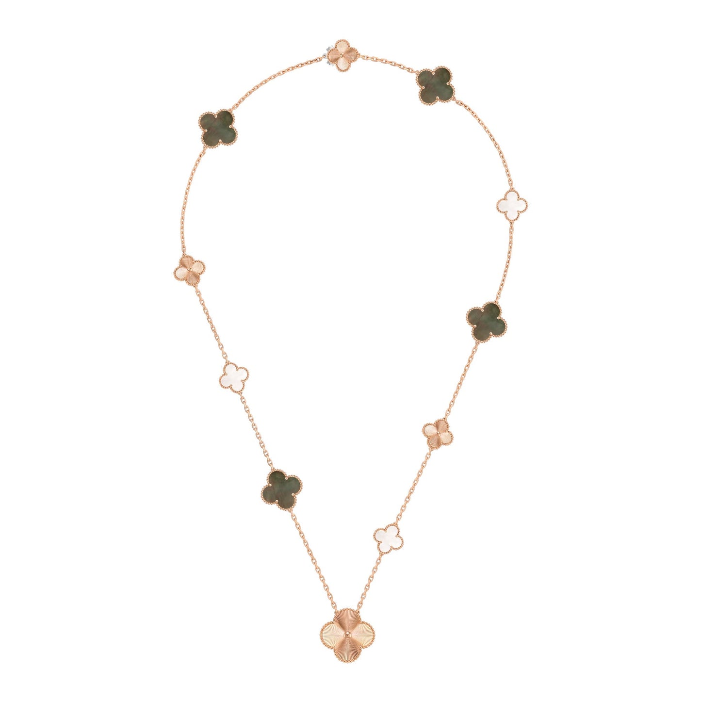 [Love Lucky] Abnehmbares Kleeblatt-Set mit 15 (11+4) Blüten in Roségold