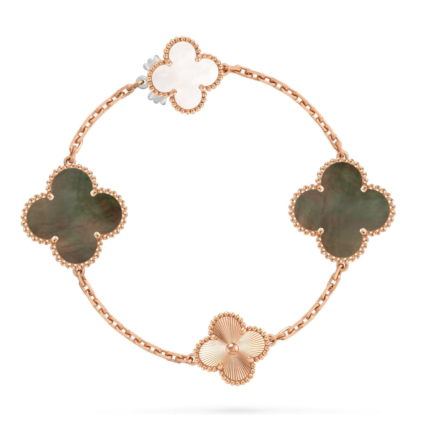 [Love Lucky] Abnehmbares Kleeblatt-Set mit 15 (11+4) Blüten in Roségold