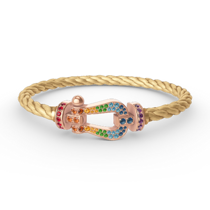 [Love Lucky]FORCE LARGE HORSESHOE  COLORED DIAMOND BRACELET ROSE GOLD