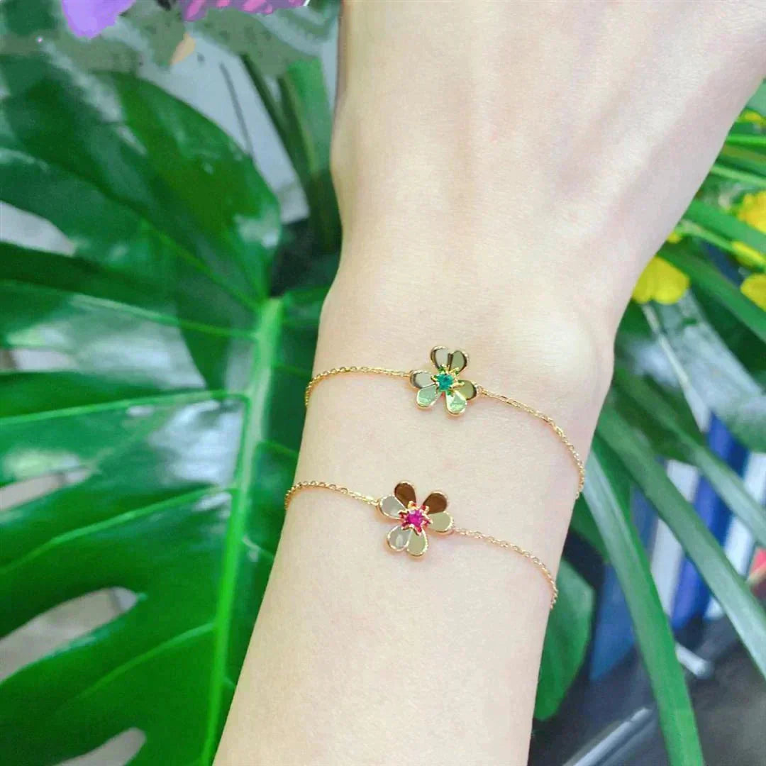 [Love Lucky]FRIVOLE GOLD BLUME ROSA MALACHIT ARMBAND
