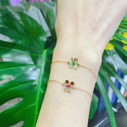 [Love Lucky]FRIVOLE GOLD BLUME ROSA MALACHIT ARMBAND