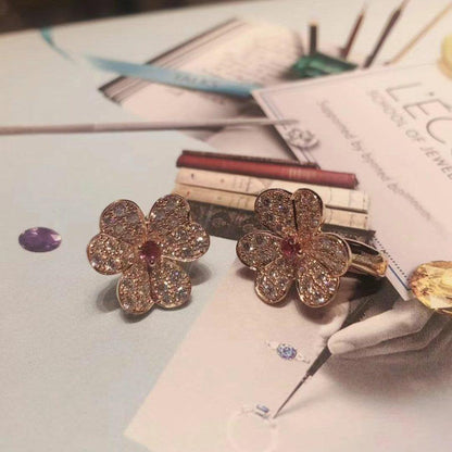 [Love Lucky]FRIVOLE PINK GOLD FLOWER DIAMOND EARRINGS