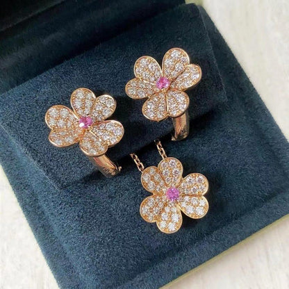[Love Lucky]COLLIER FLEUR DIAMANT OR ROSE FRIVOLE