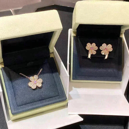 [Love Lucky]COLLIER FLEUR DIAMANT OR ROSE FRIVOLE