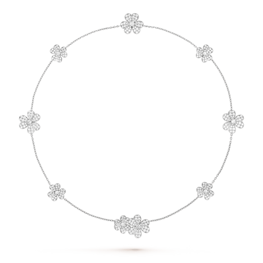 [Love Lucky]COLLAR FRIVOLE DE 9 FLORES EN PLATA
