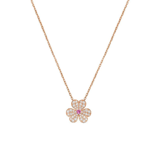 [Love Lucky]COLLAR FRIVOLE DE ORO ROSA CON FLOR Y DIAMANTE