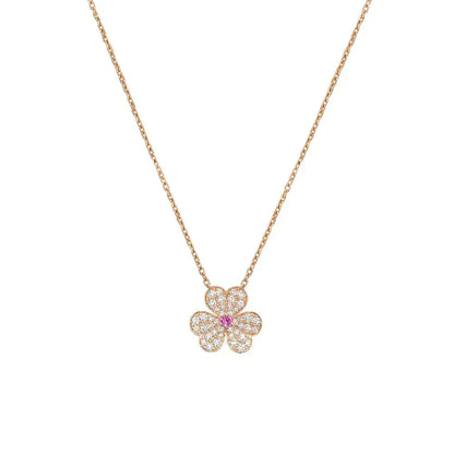 [Love Lucky]COLLIER FLEUR DIAMANT OR ROSE FRIVOLE