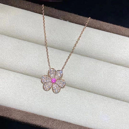 [Love Lucky]COLLIER FLEUR DIAMANT OR ROSE FRIVOLE