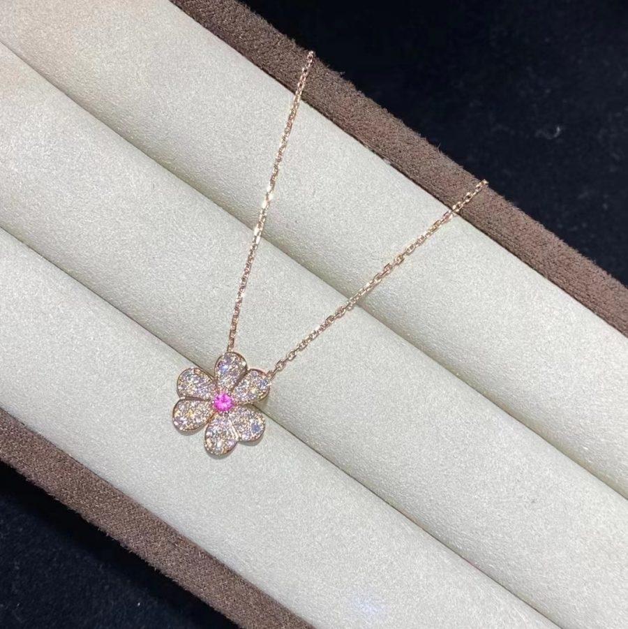 [Love Lucky]COLLIER FLEUR DIAMANT OR ROSE FRIVOLE