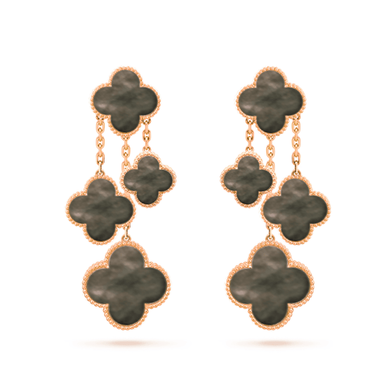 [Love Lucky]CLOVER EARRINGS DARK MOP 4 MOTIFS ROSE GOLD