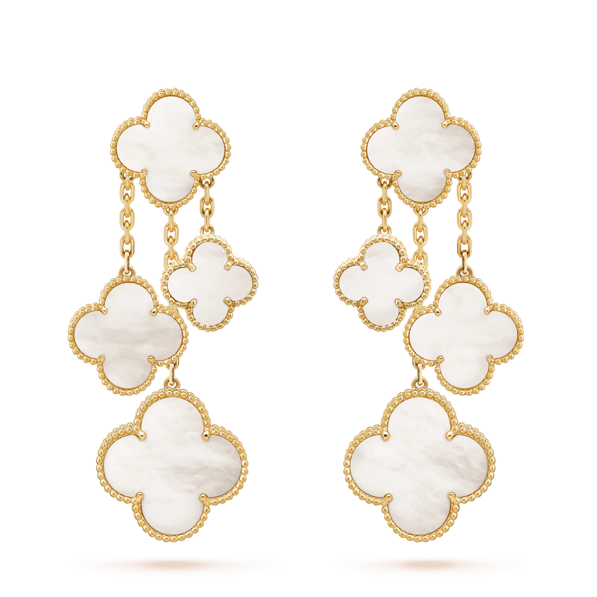 [Love Lucky]CLOVER EARRINGS WHITE MOP 4 MOTIFS GOLD