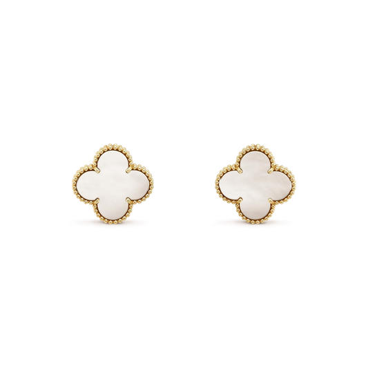 [Love Lucky]CLOVER MEDIUM 1 MOTIFS  WHITE MOP STUD EARRINGS