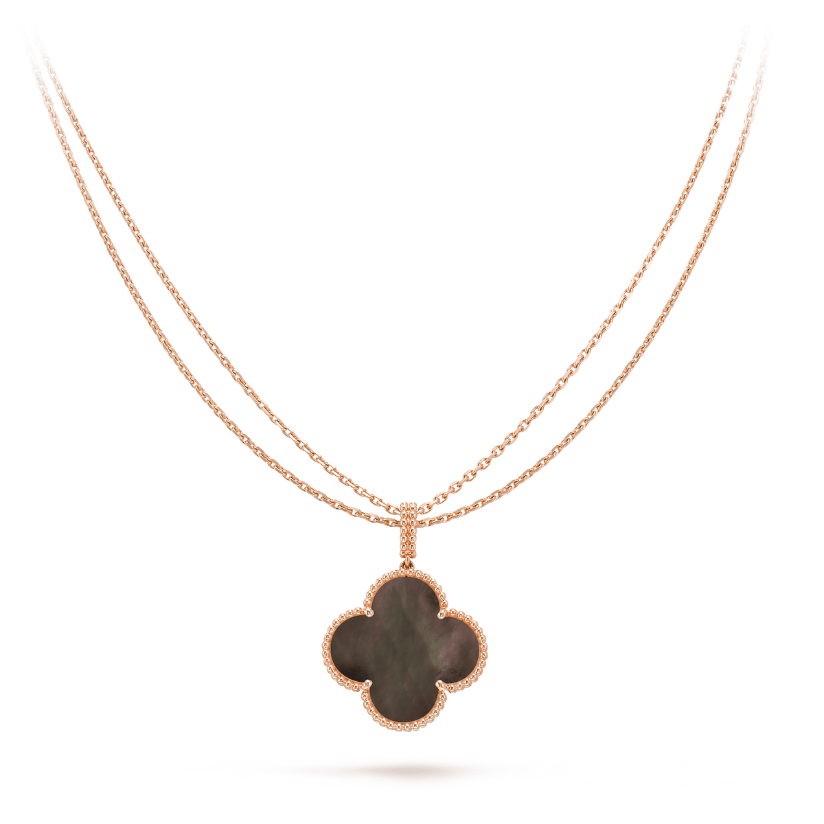 [Love Lucky] COLLIER GRAND TRÈFLE 25 MM DORÉ NACRE FONCÉE
