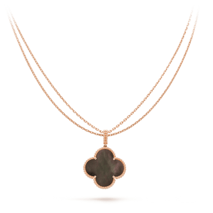 [Love Lucky] COLLIER GRAND TRÈFLE 25 MM DORÉ NACRE FONCÉE