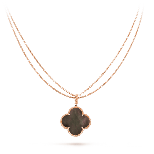 [Love Lucky]COLLAR DE TREBOL GRANDE DE 25MM EN ORO CON NACAR OSCURO