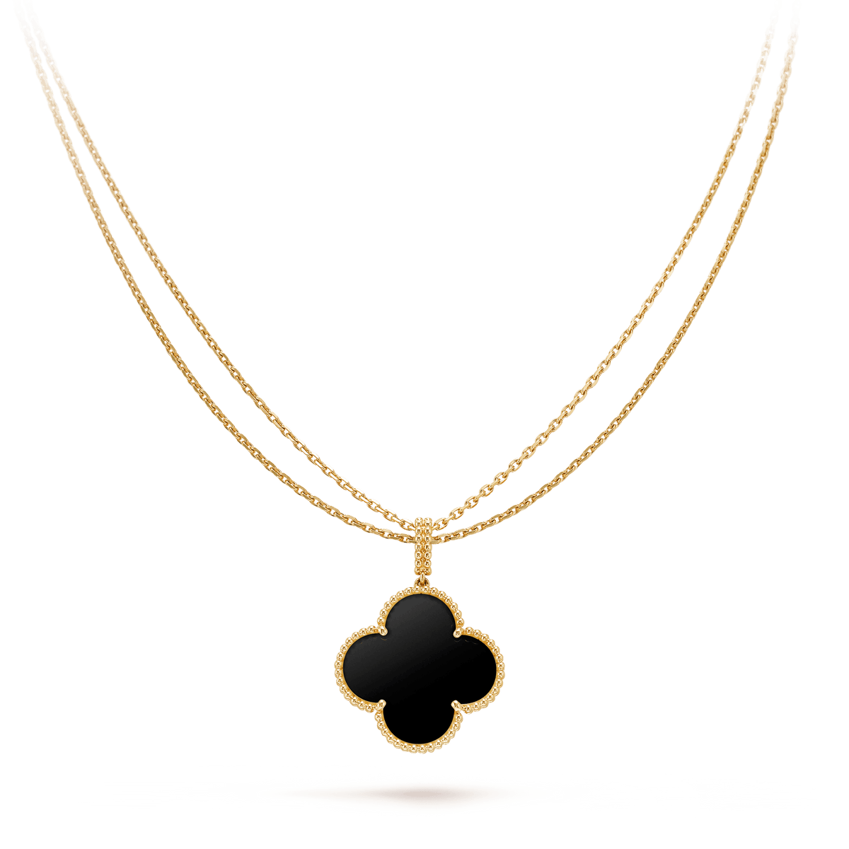 [Love Lucky] COLLIER GRAND TRÈFLE 25 MM OR ONYX