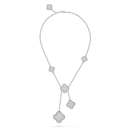 [Love Lucky] COLLIER 5 MOTIFS TRÈFLE ARGENT DIAMANTS