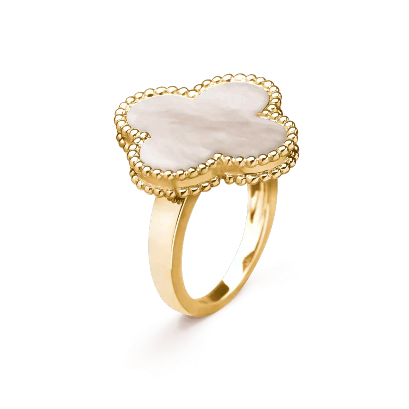 [Love Lucky]ANILLO CLOVER NÁCAR BLANCO