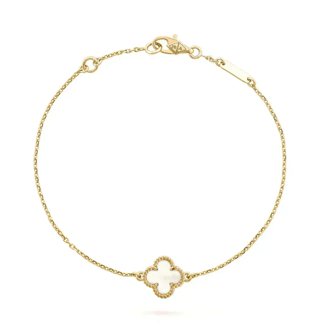[LoveLucky] Clover White Mother-of-Pearl & JUSTE Bracelet Stack Set