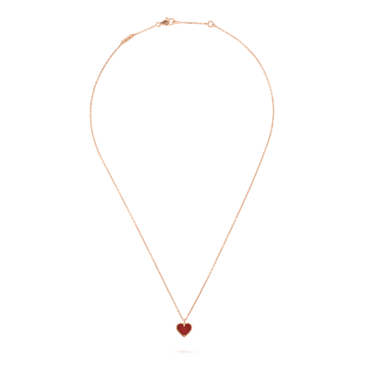 [Love Lucky]SWEET CLOVER CARNELIAN HEART NECKLACE