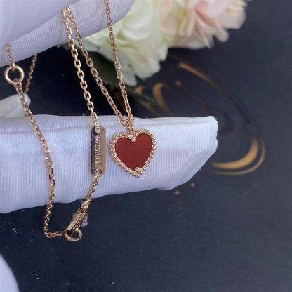 [Love Lucky]COLLIER CŒUR TRÈFLE DOUX CORNALINE