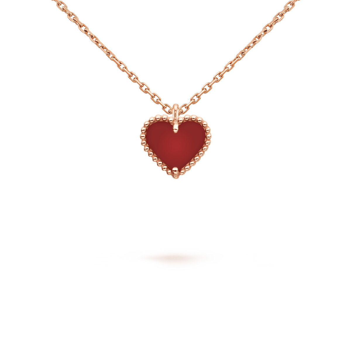 [Love Lucky]COLLIER CŒUR TRÈFLE DOUX CORNALINE