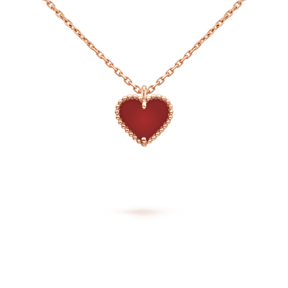 [Love Lucky]COLLIER CŒUR TRÈFLE DOUX CORNALINE