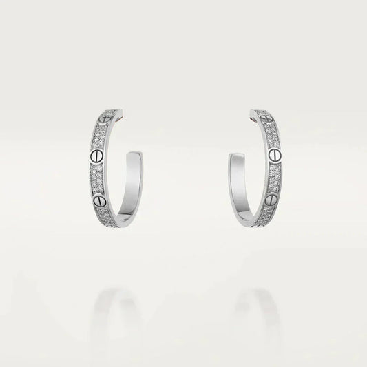 [Love Lucky]LOVE DIAMOND SILVER HOOP EARRINGS
