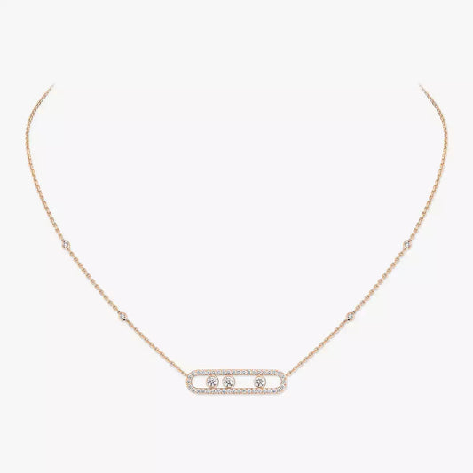 [Love Lucky] Move Pave_ Rose Gold Diamond Necklace