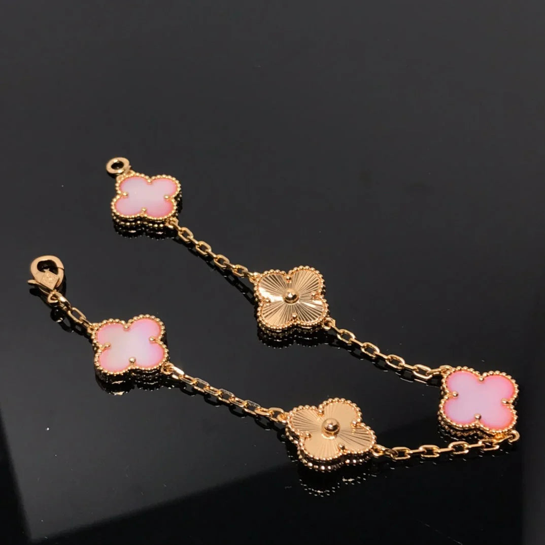 [Love Lucky] CLOVER 5 MOTIFS  PINK MOP BRACELET COLLECTION