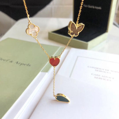 [Love Lucky]LUCKY SPRING 4 MOTIFS ROSE GOLD NECKLACE