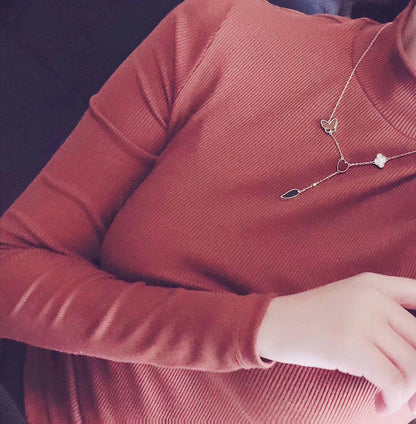 [Love Lucky]LUCKY SPRING 4 MOTIFS ROSE GOLD NECKLACE